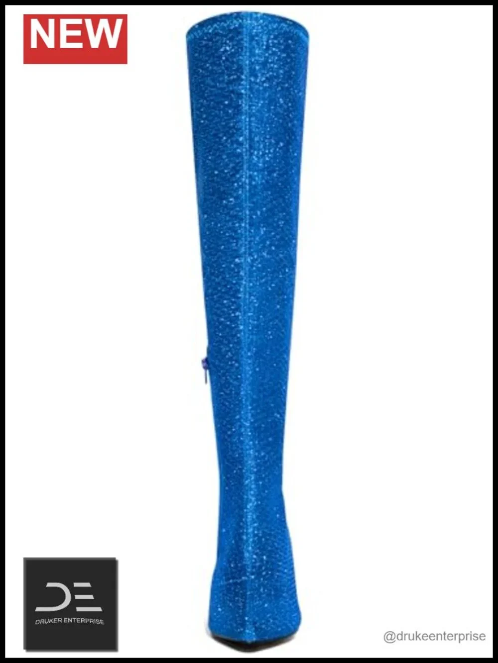 Glitter Over the Knee Stiletto Heel Boots with Side Zip Pointed Toe